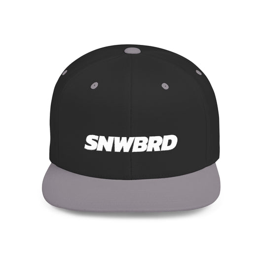 Black and gray cap with white 'SNWBRD' text logo 